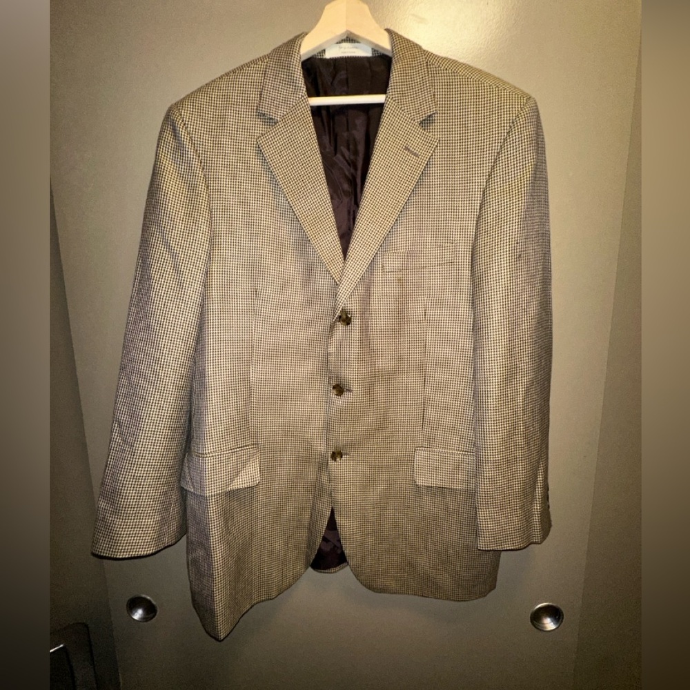 Loro Piana cashmere brown houndstooth three button sports coat